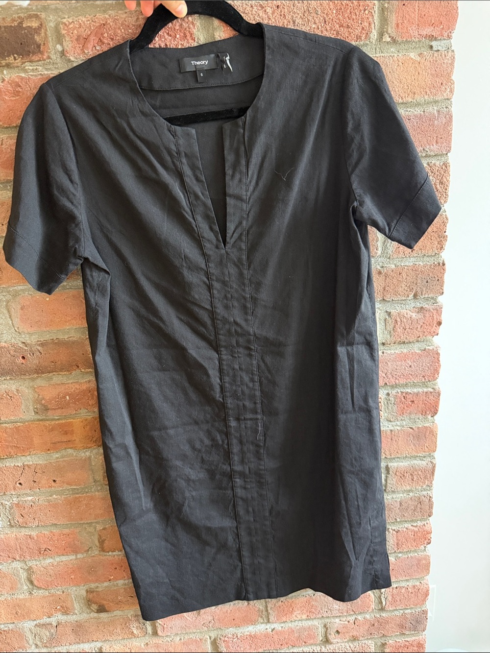 Theory Black linen blend dress